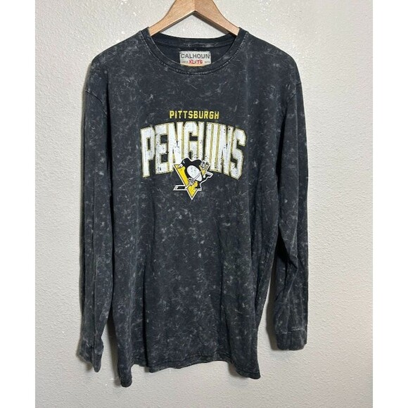 Pittsburgh Penguins Calhoun Acid Washed NHL T-Shirt Womens XL Long Sleeve Crew - Picture 2 of 6
